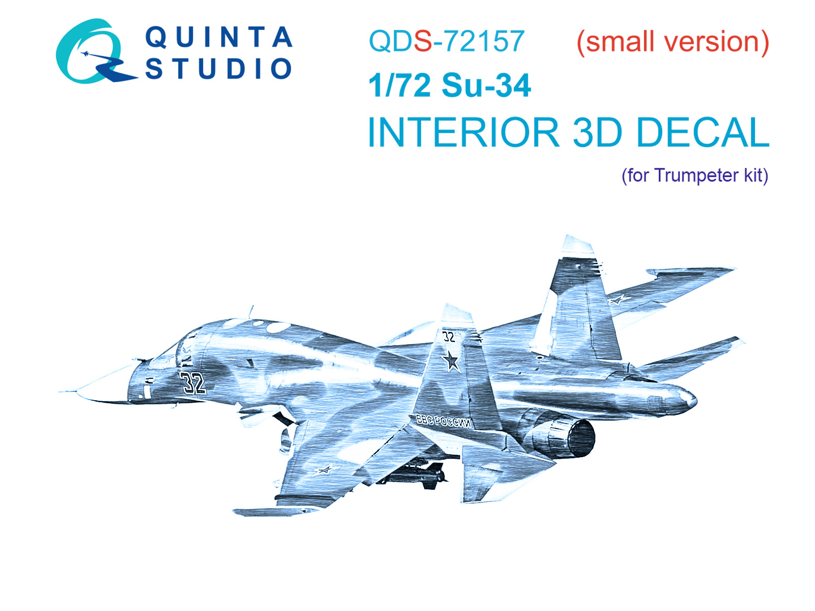 Su-34 3D-Printed & coloured Interior on decal paper (Trumpeter) (small version)