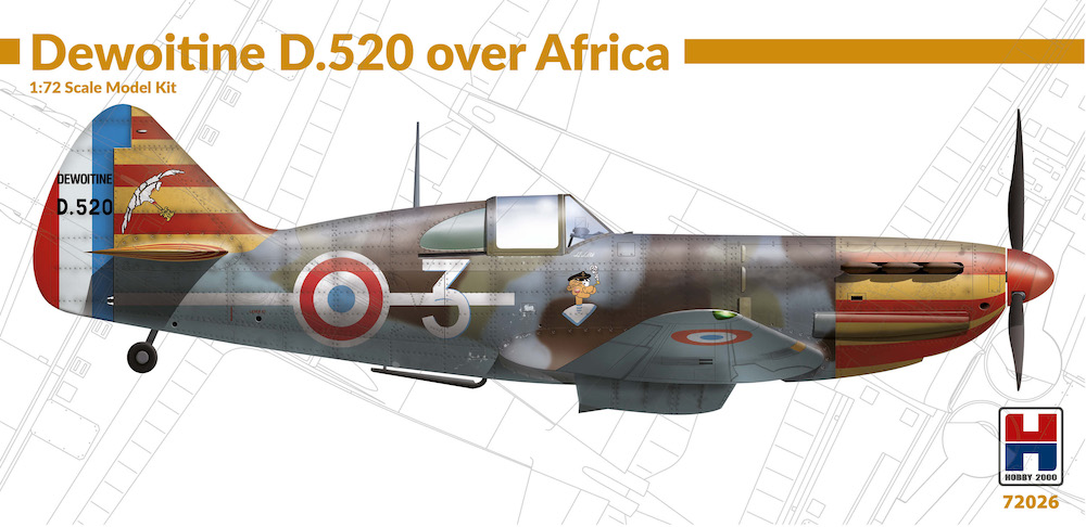 Model kit 1/72  Dewoitine D.520 over Africa (ex Hasegawa)  (Hobby 2000)