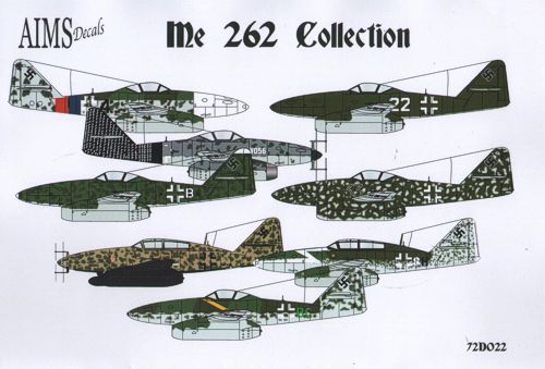 Decal 1/72 Messerschmitt Me-262A/Me-262B Collection (8) (Aims)