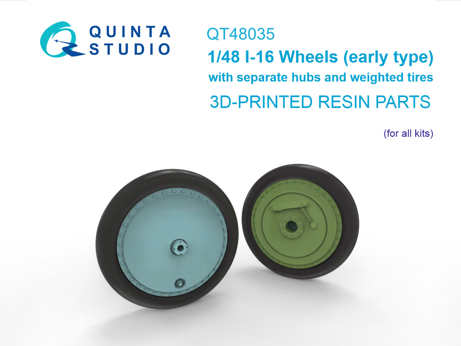 I-16 Wheels (early type) with separate hubs and weighted tires (all kits)