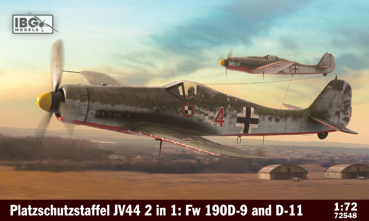Model kit 1/72 2 in 1: Platzschutzstaffel JV44 (Focke-Wulf Fw-190D-9 and Fw-190D-11 Double kit) (IBG Models) (damage box)