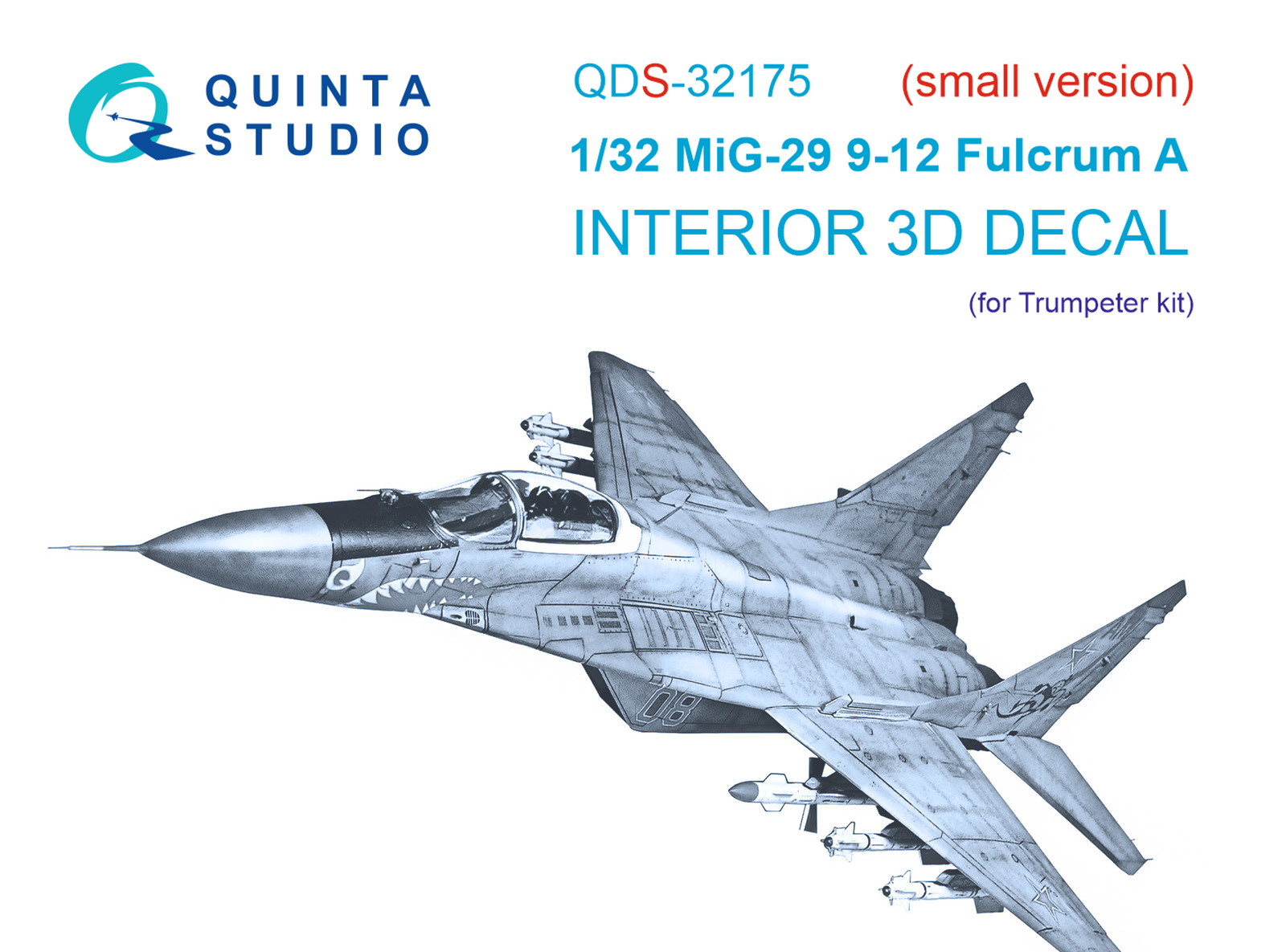 MiG-29 9-12 Fulcrum A 3D-Printed & coloured Interior on decal paper (Trumpeter) (Small version)