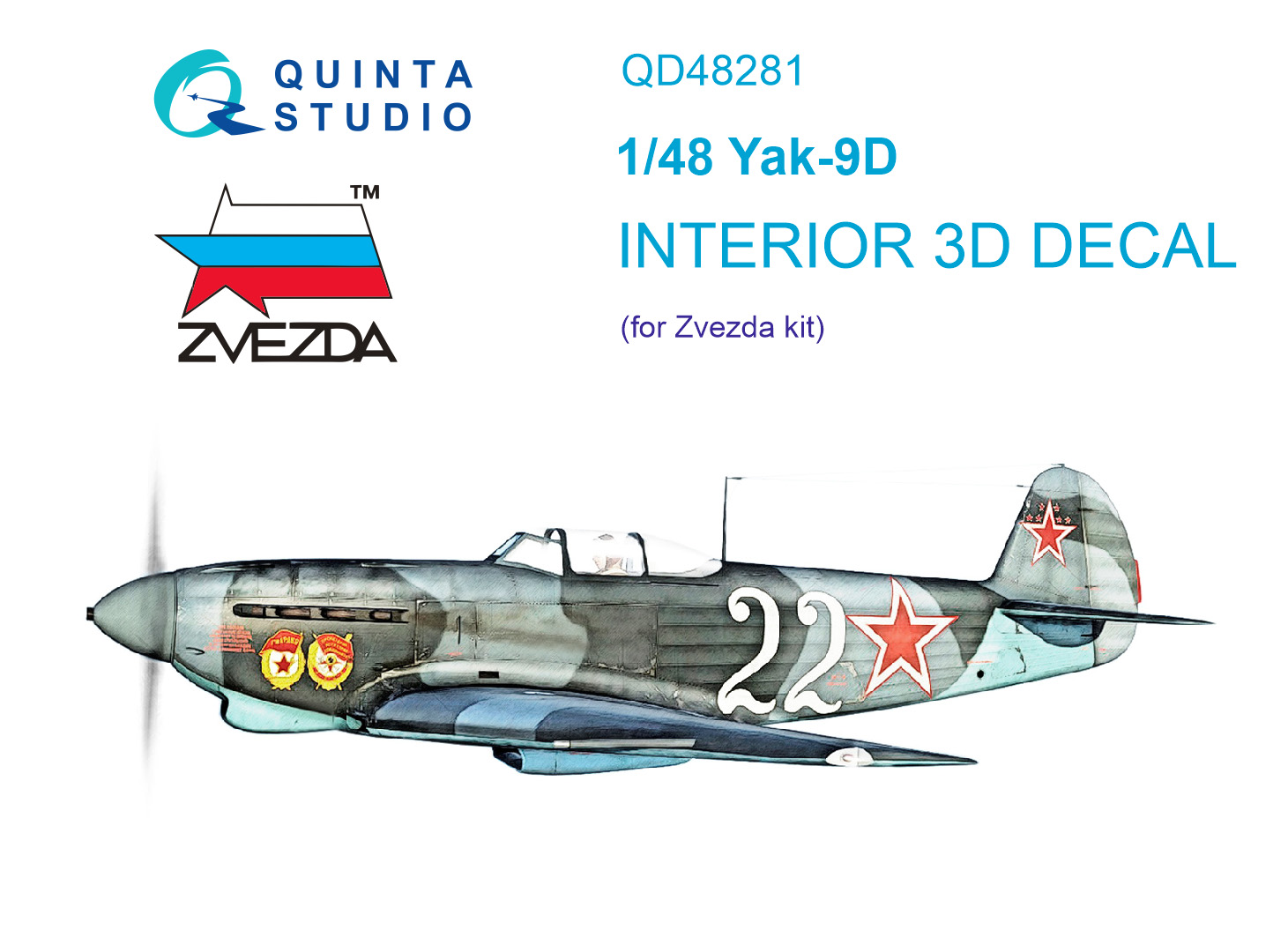 Yak-9D 3D-Printed & coloured Interior on decal paper (Zvezda)