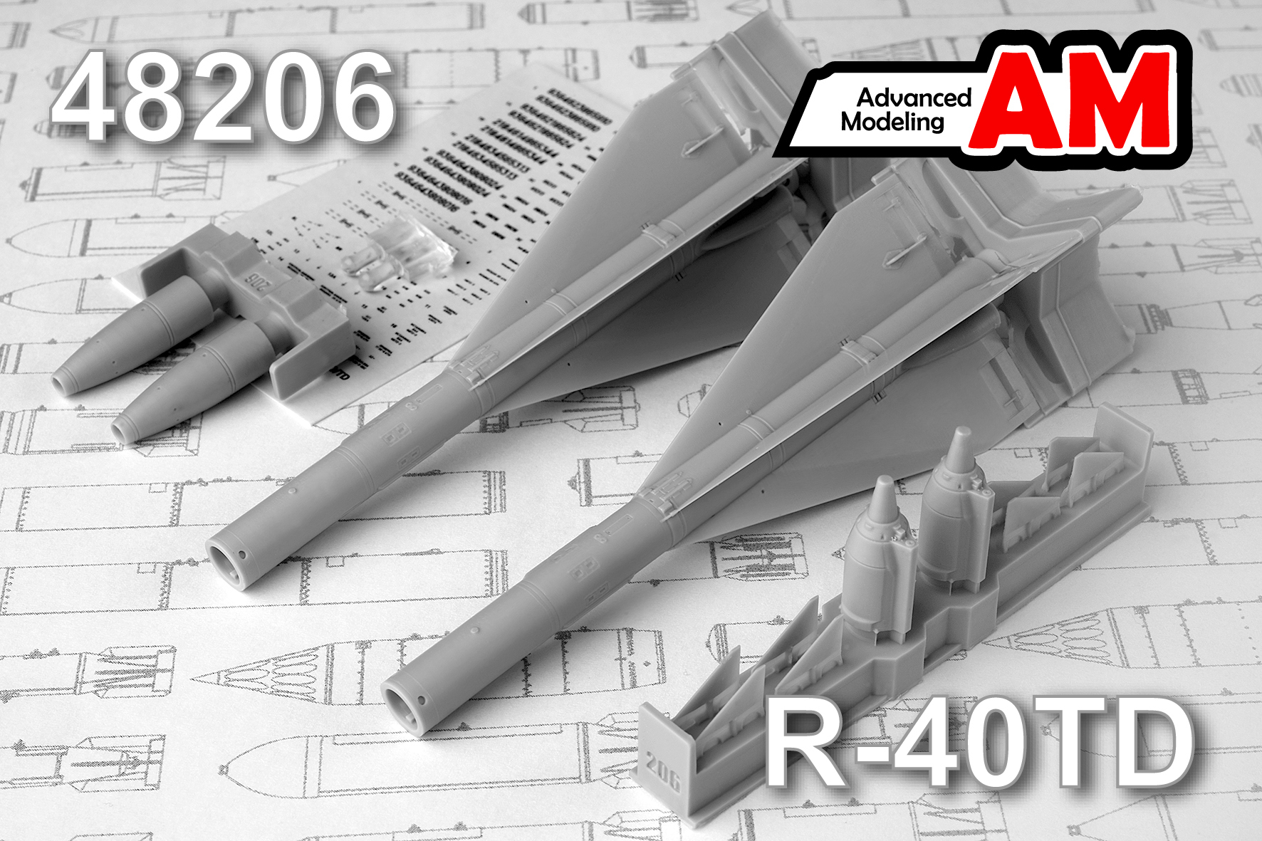 Additions (3D resin printing) 1/48 R-40TD Air to Air missile (Advanced Modeling) 