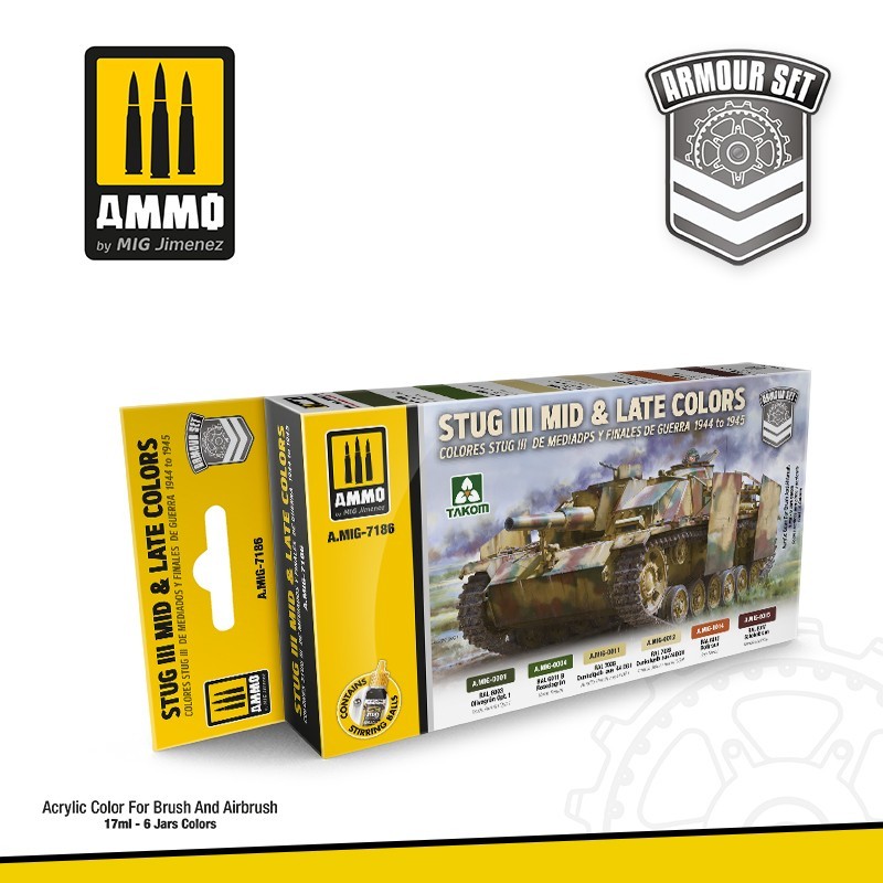 StuG III Mid & Late Colors 1944 to 1945 (Ammo Mig) (6x17ml) 