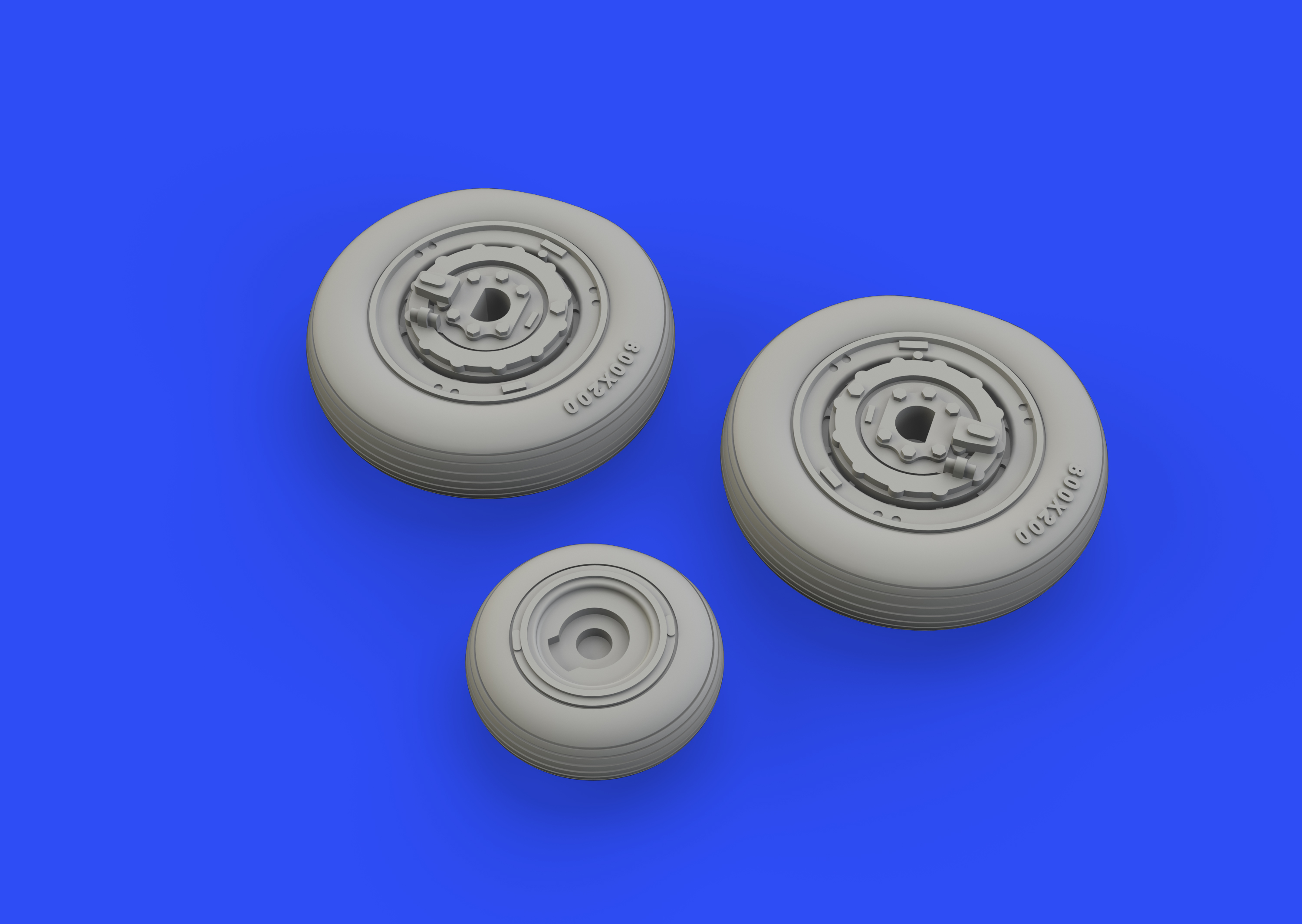 Additions (3D resin printing) 1/72 Mikoyan MiG-21PFM wheels with weighted tyre effect (designed to be used with Eduard kits)