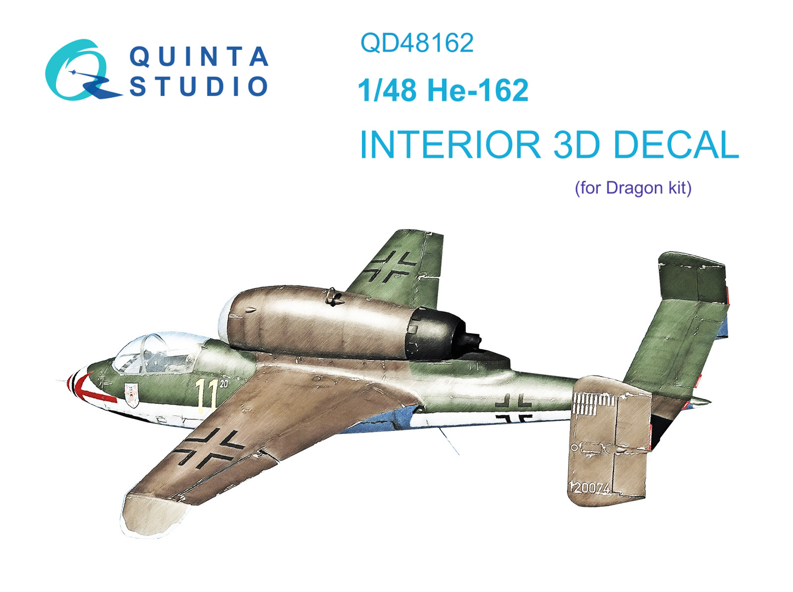 He 162 3D-Printed & coloured Interior on decal paper (Dragon)