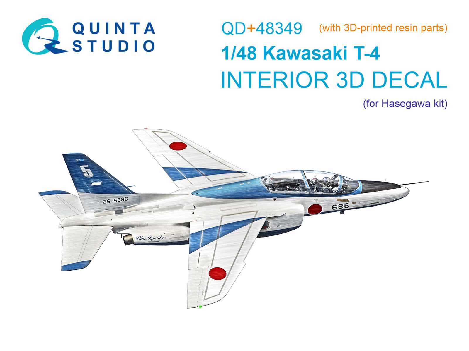 Kawasaki T-4 3D-Printed & coloured Interior on decal paper (Hasegawa) (with 3D-printed resin parts)