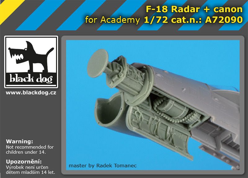 Additions (3D resin printing) 1/72 McDonnell-Douglas F/A-18 Hornet radar and cannon(designed to be used with Academy kits)