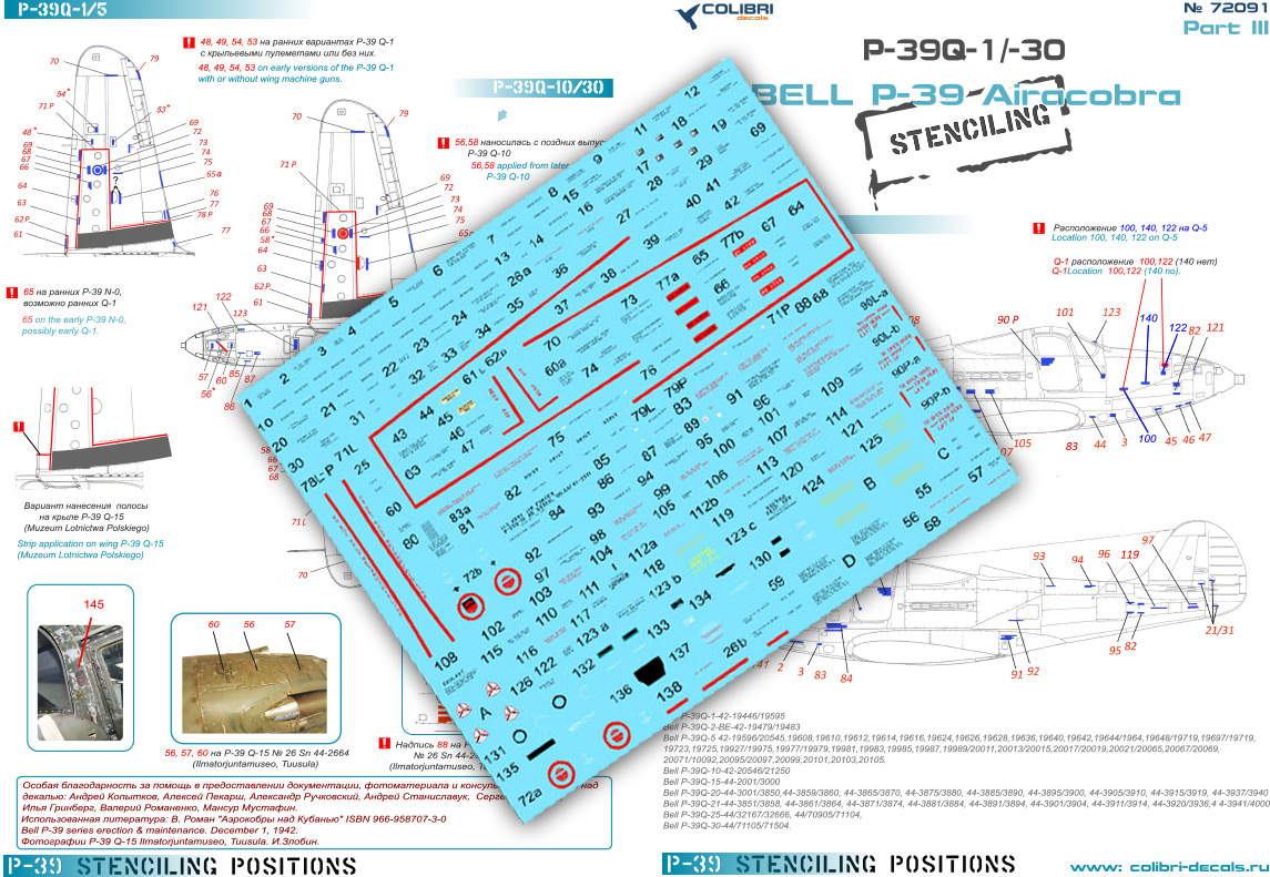Decal 1/72 Bell Р-39 Stenciling  Part III (P-39 Q) (Colibri Decals)
