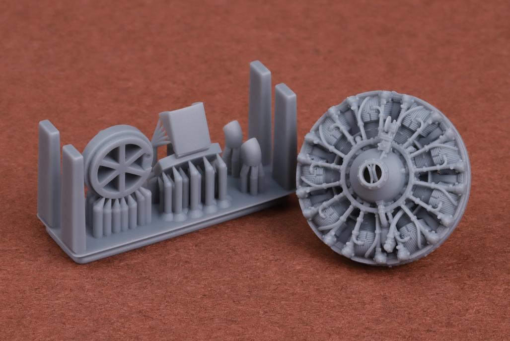 Additions (3D resin printing) 1/72 Douglas SBD-1/SBD-2/SBD-3/SBD-4 Dauntless engine, oil cooler and exhaust set 