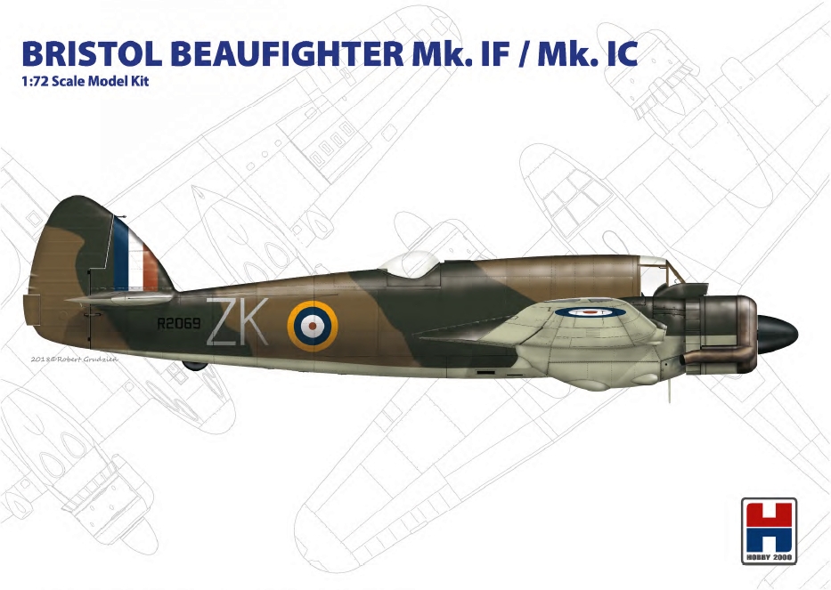 Model kit 1/72 Bristol Beaufighter Mk.IF/Mk.IC ex-Hasegawa + Cartograf decals + Masks (Hobby 2000) (damage box)
