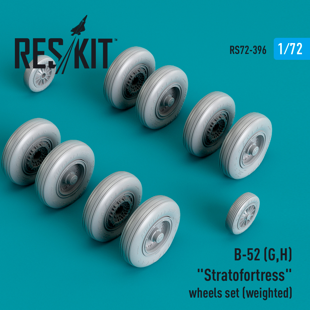 Additions (3D resin printing) 1/72 Boeing B-52G/B-52H "Stratofortress" wheels set (weighted) (ResKit)