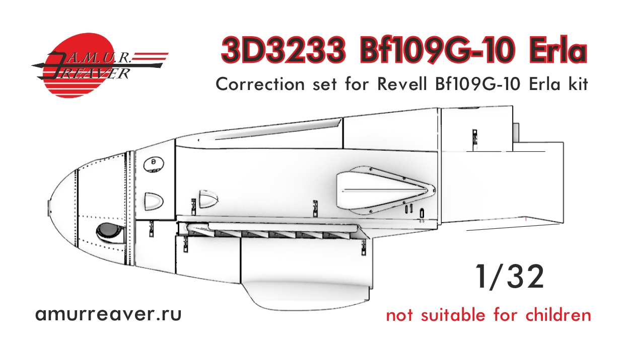 Conversion kit 1/32 Correction for Revell Bf109G-10 Erla (A.M.U.R.Reaver)