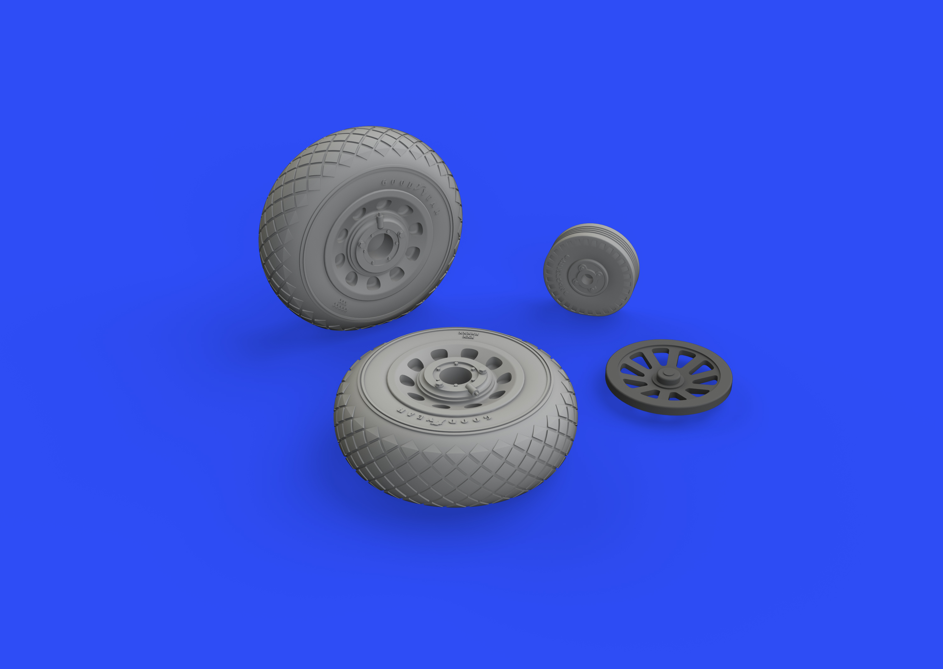 Additions (3D resin printing) 1/48       North-American P-51D-5 Mustang wheels diamond tread (designed to be used with Eduard kits) 