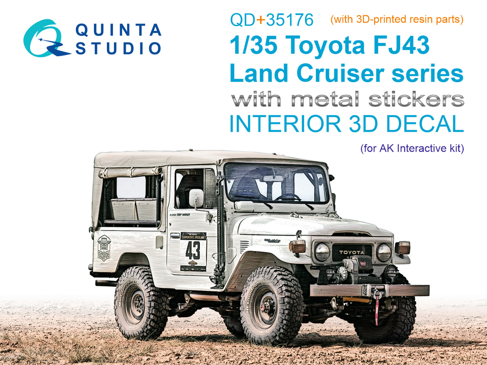 Toyota FJ43 Land Cruiser series 3D-Printed & coloured Interior on decal paper (AK Interactive) (with 3D-printed resin parts) 