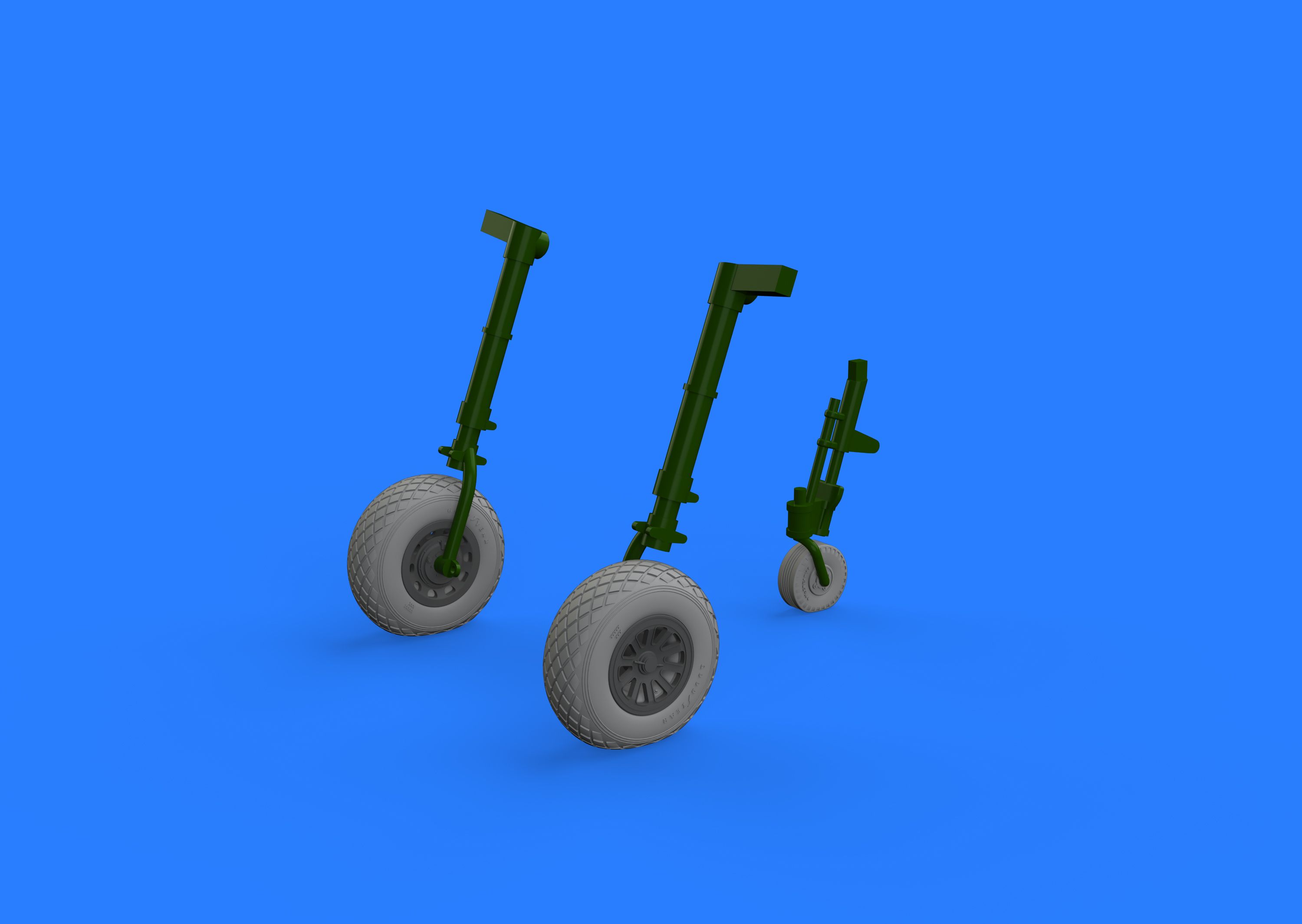 Additions (3D resin printing) 1/32 North-American P-51D Mustang New Tool wheels with weighted tyre effect (designed to be used with Revell kits) 