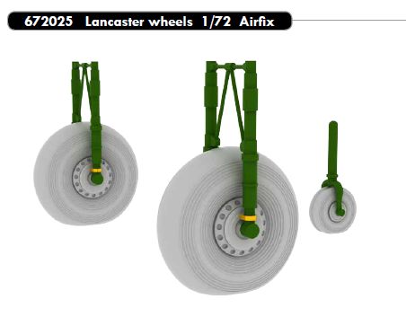 Additions (3D resin printing) 1/72 Avro Lancaster B.II wheels with weighted tyre effect (designed to be used with Airfix kits) 