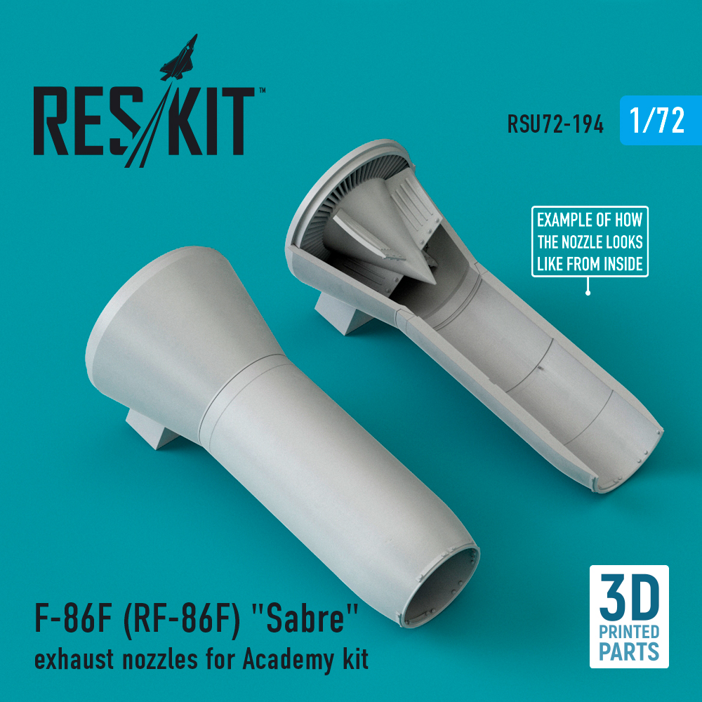 Additions (3D resin printing) 1/72 North-American F-86F (RF-86F) Sabre exhaust nozzles (ResKit)