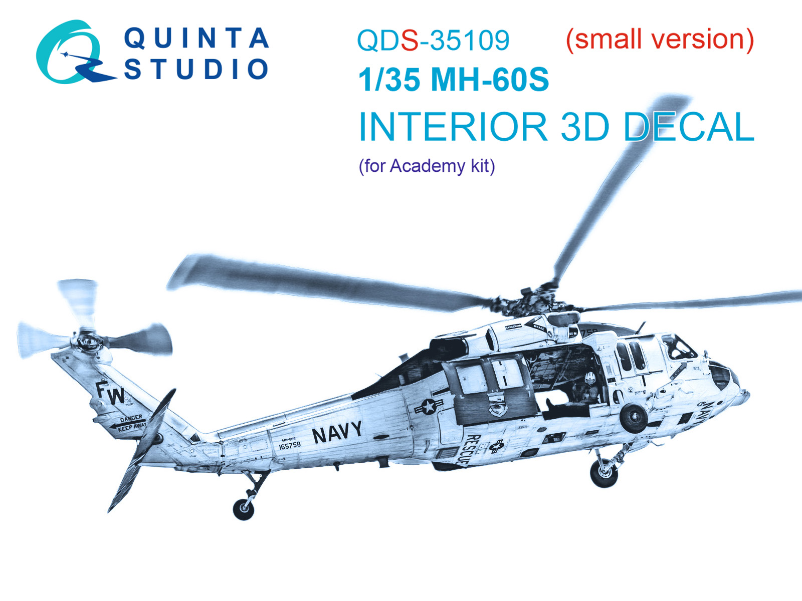 MH-60S 3D-Printed & coloured Interior on decal paper (Academy) (Small version)