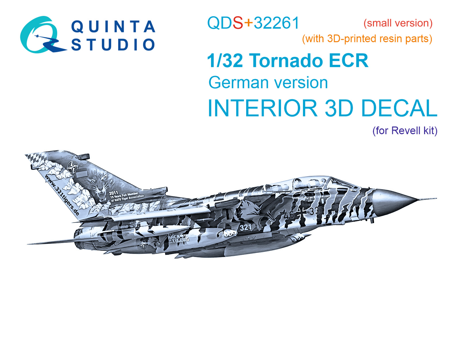 Tornado ECR German 3D-Printed & coloured Interior on decal paper (Revell) (Small version) (with 3D-printed resin parts)