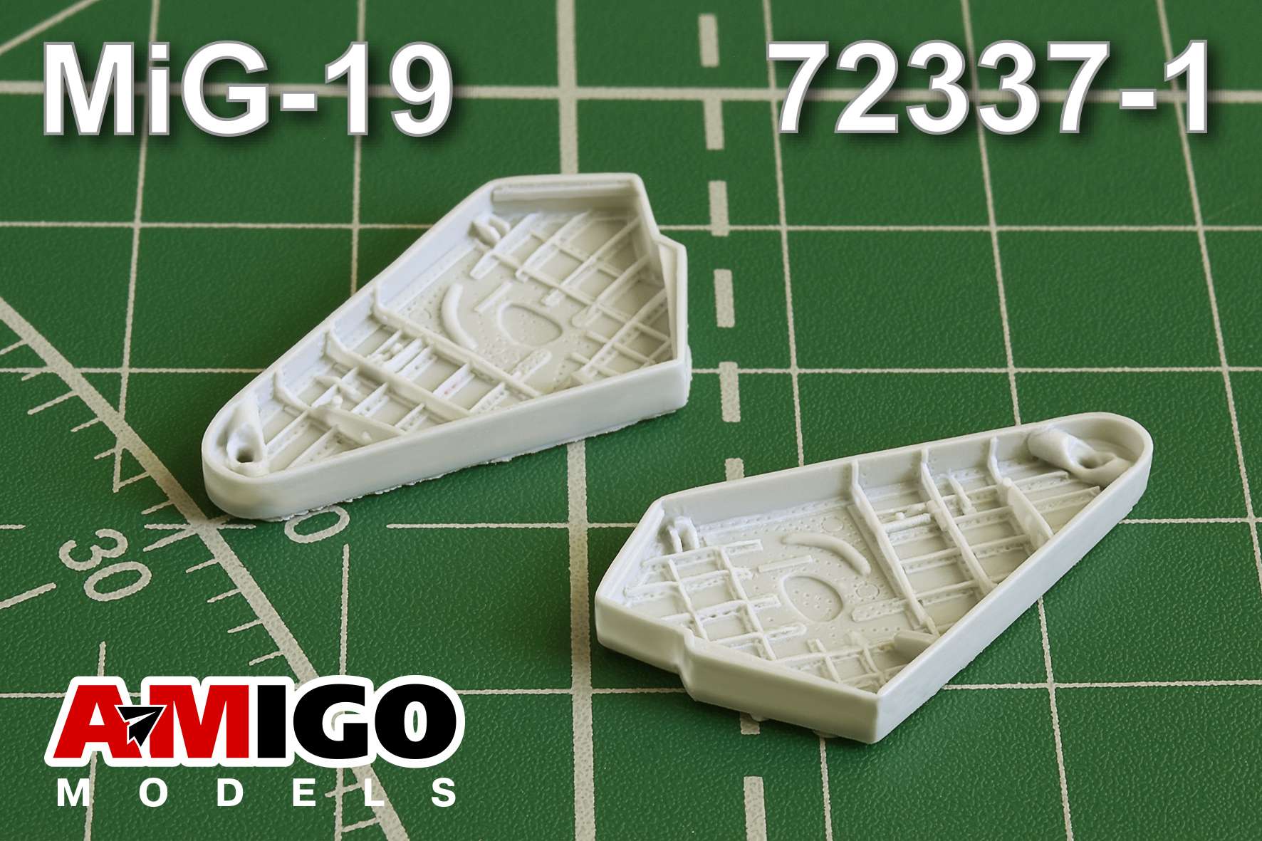 Additions (3D resin printing) 1/72 MiG-19S aircraft landing gear niches (Amigo Models) 