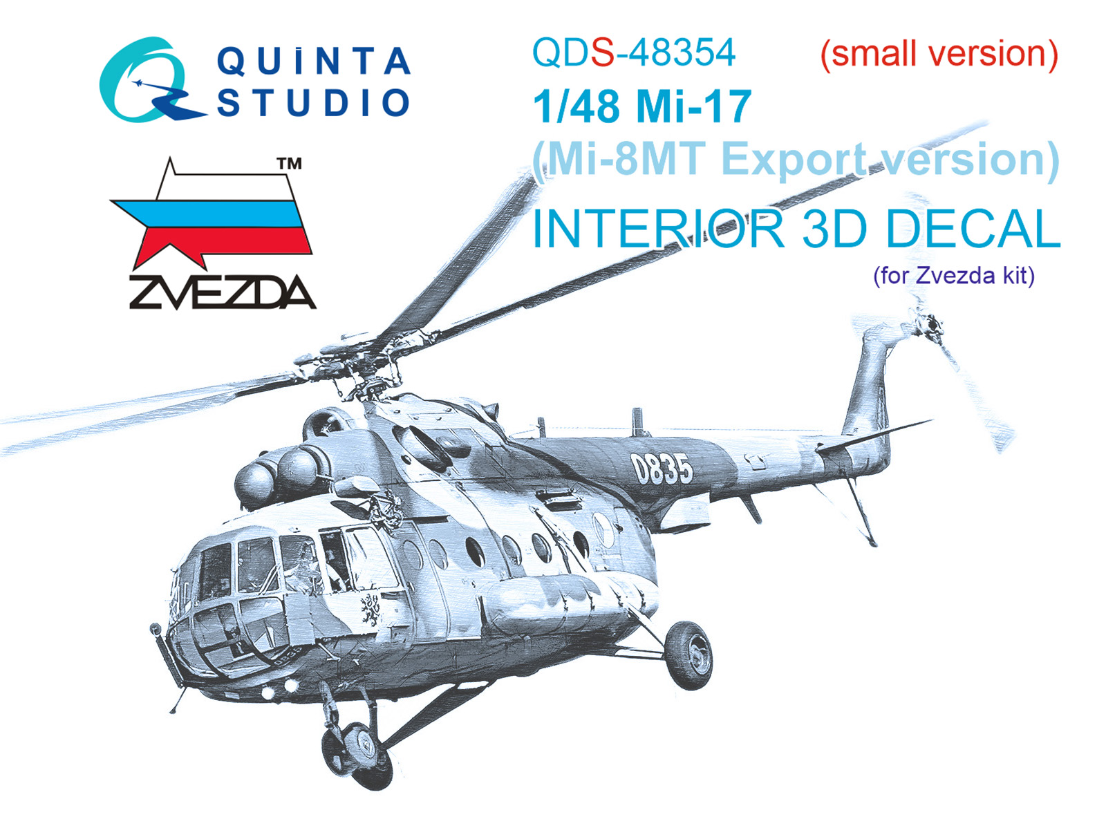 Mi-17 (Mi-8MT Export version) 3D-Printed & coloured Interior on decal paper (Zvezda) (Small version)