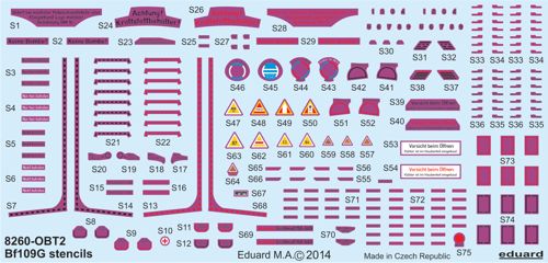 Decal 1/48 Bf 109G stencils (EDU)