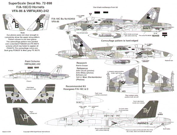 Decal 1/72 McDonnell-Douglas F/A-18C / F/A-18D Hornets (2) (Microscale)