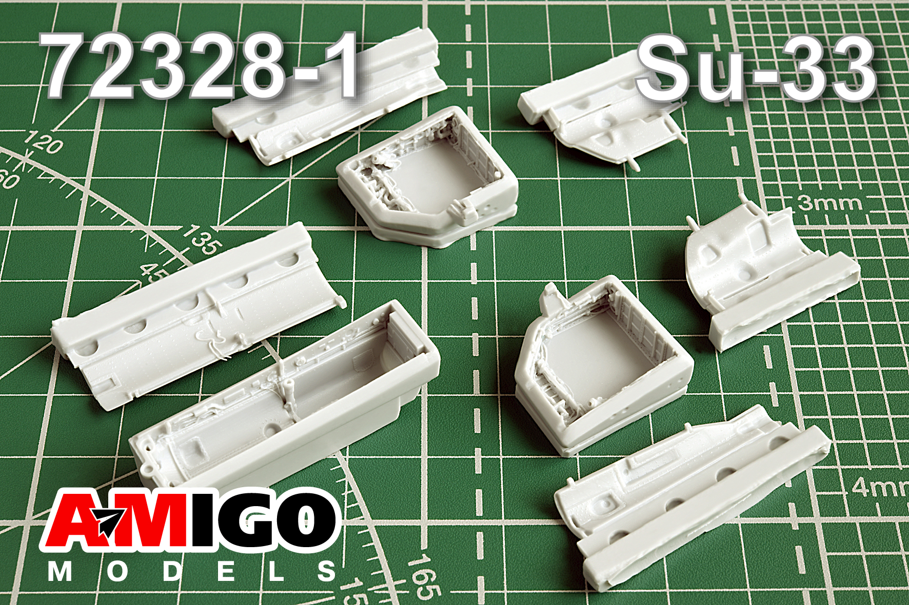 Additions (3D resin printing) 1/72 Su-33 aircraft landing gear niches (Amigo Models) 