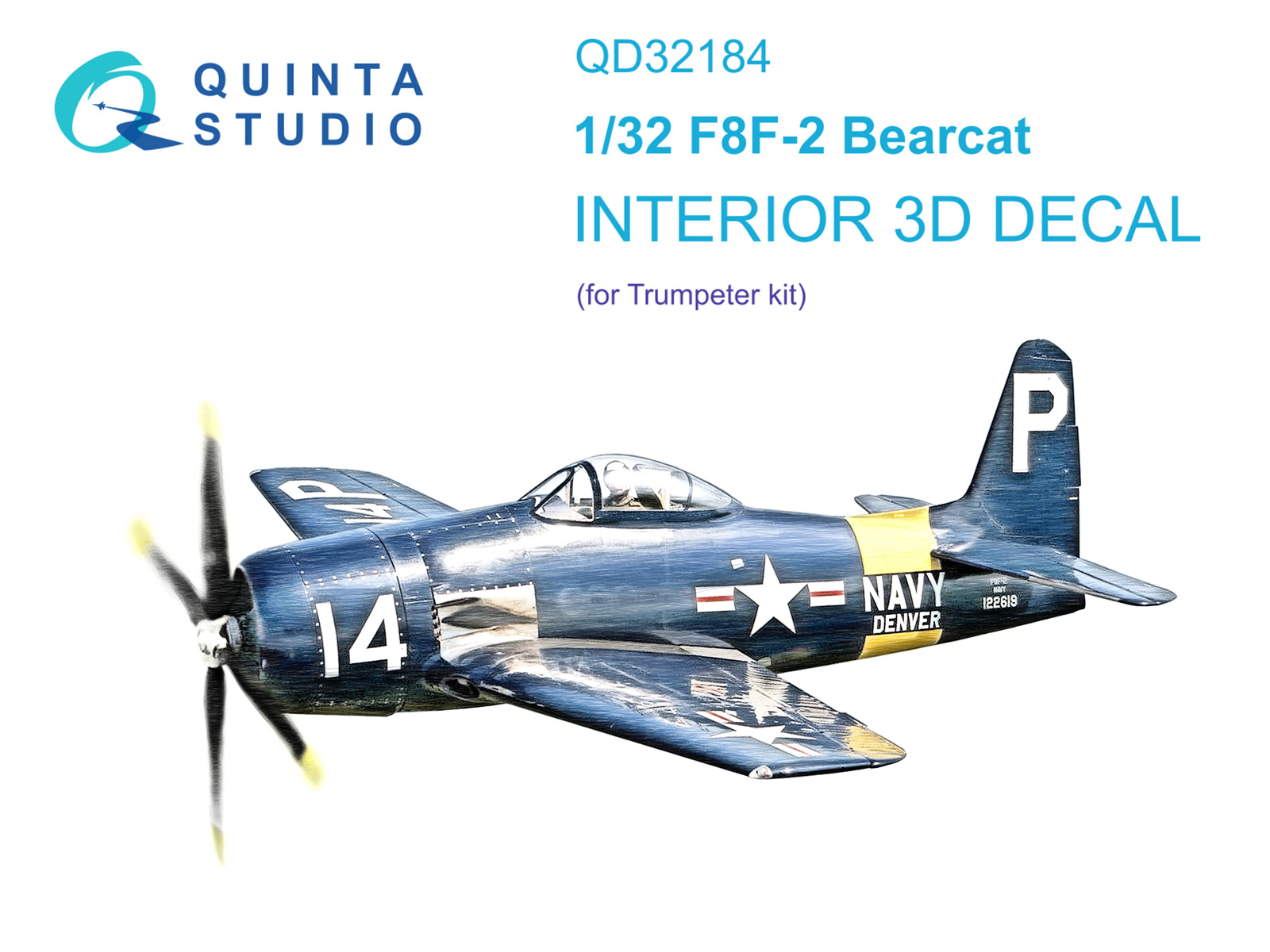 F8F-2 Bearcat 3D-Printed & coloured Interior on decal paper (Trumpeter)