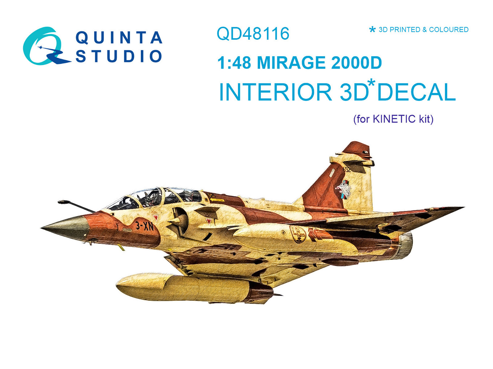 Mirage 2000D 3D-Printed & coloured Interior on decal paper (for Kinetic  kit)