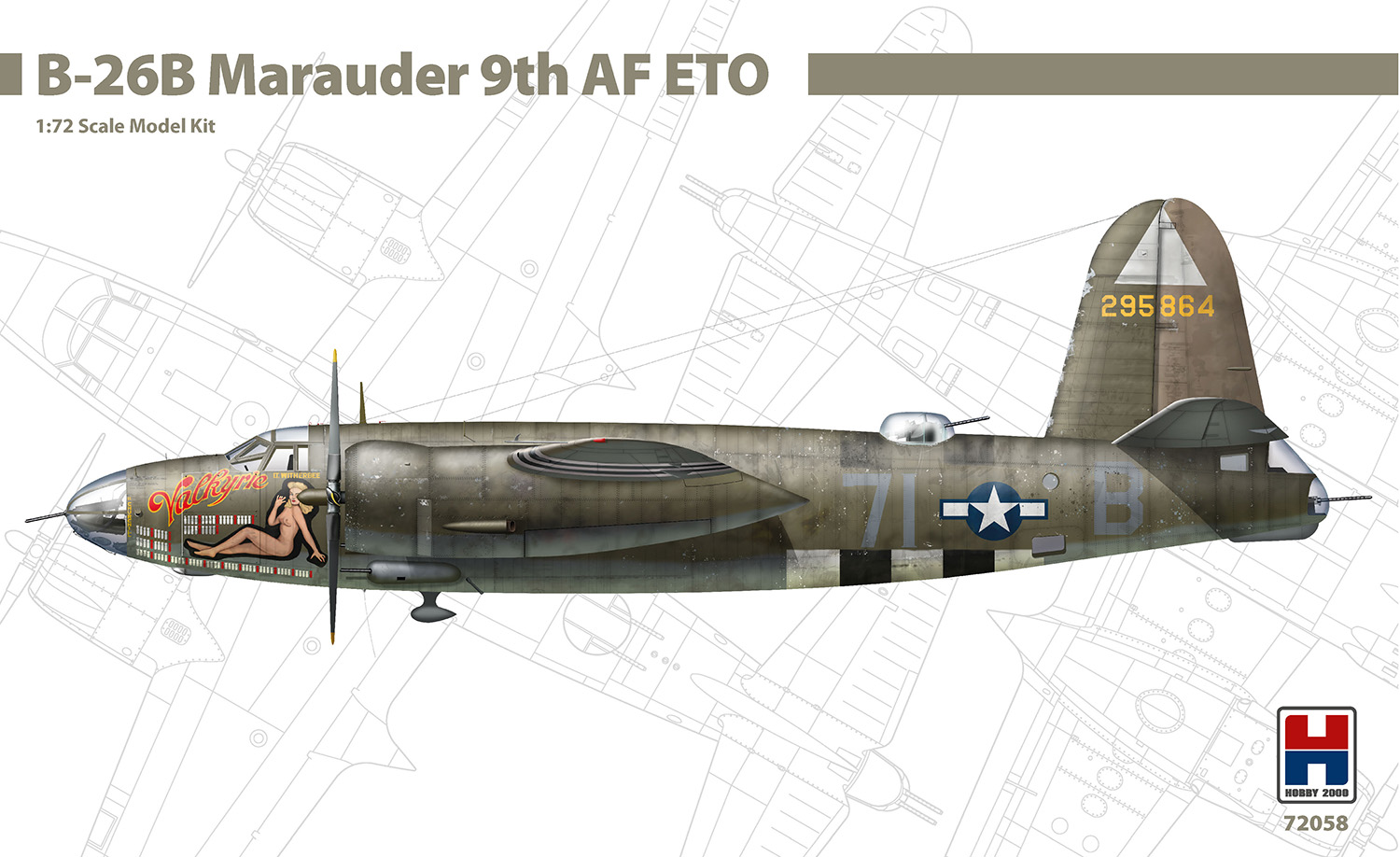 Model kit 1/72      Re-released! Martin B-26B Marauder ex- Hasegawa + CARTOGRAF decals + MASK  (Hobby 2000)