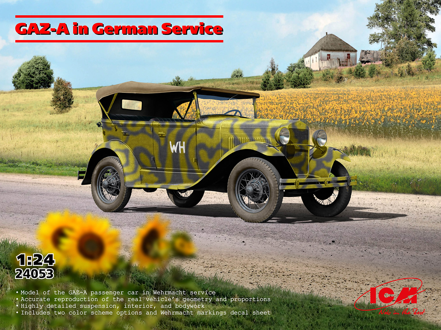 Model kit 1/24 GAZ-A in German Service (2x camo) (ICM)
