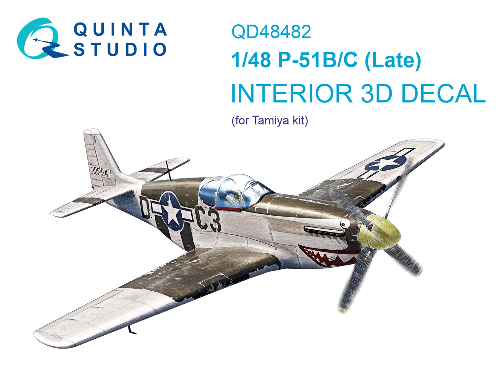 P-51B/C (Late) 3D-Printed & coloured Interior on decal paper (Tamiya)