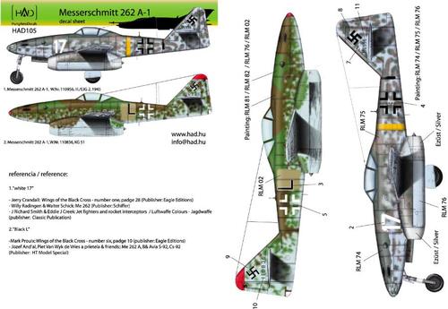 Decal 1/72 Me 262 A-1 (Luftw. black L, white 17) (HAD)