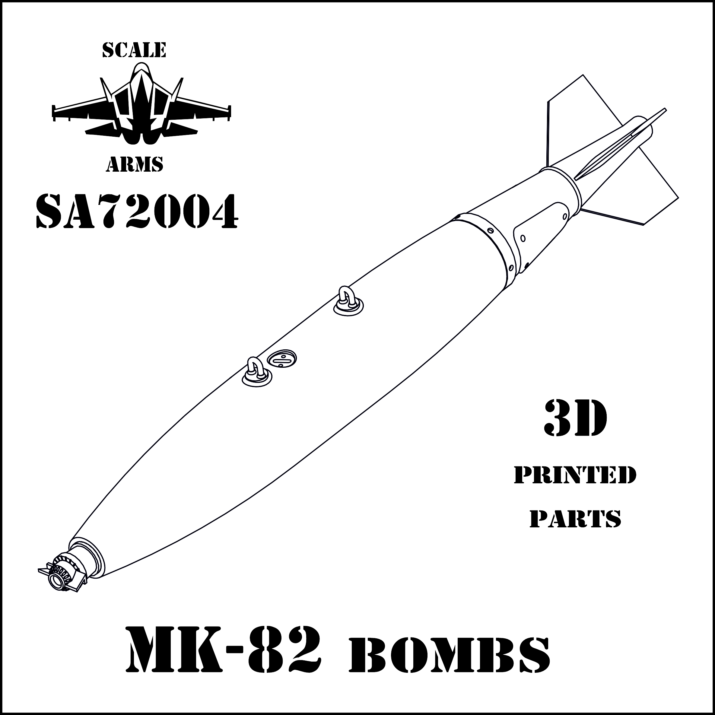 Additions (3D resin printing) 1/72 MK-82 Aviation Bomb (6 pieces included) (Scale Arms)