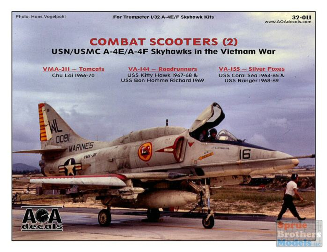 Decal 1/32 Combat Scooters (2) - USN/USMC Douglas A-4E/A-4F Skyhawks in the Vietnam War. This Part 2 (AOA Decals)