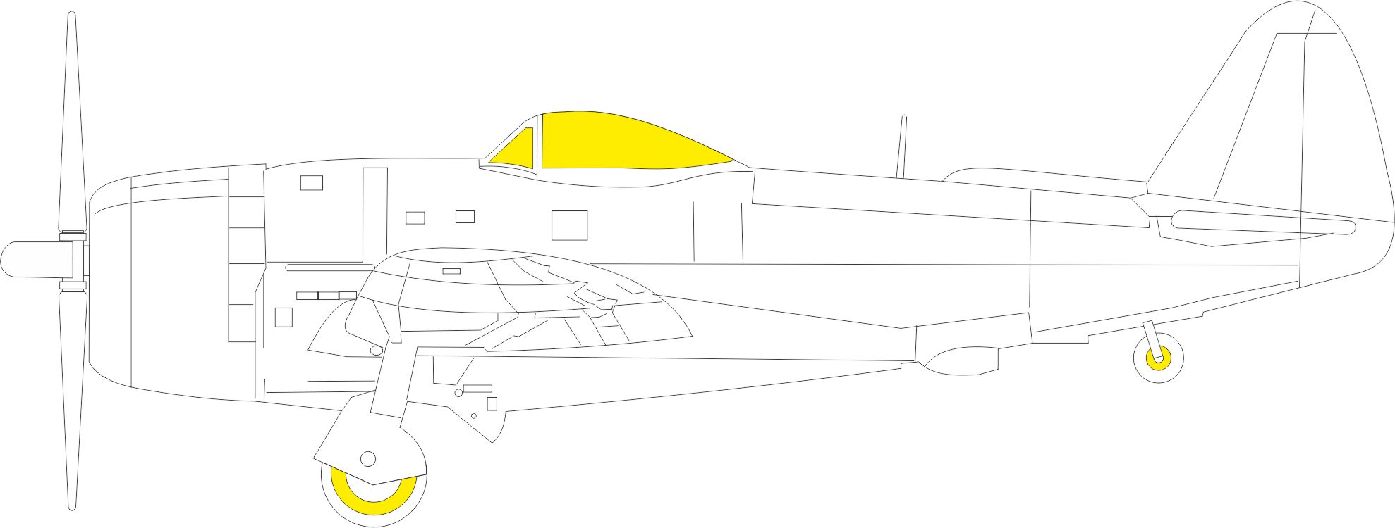 Paint Mask 1/48 Republic P-47D-25RE Thunderbolt canopy frame paint mask (designed to be used with MiniArt kits)