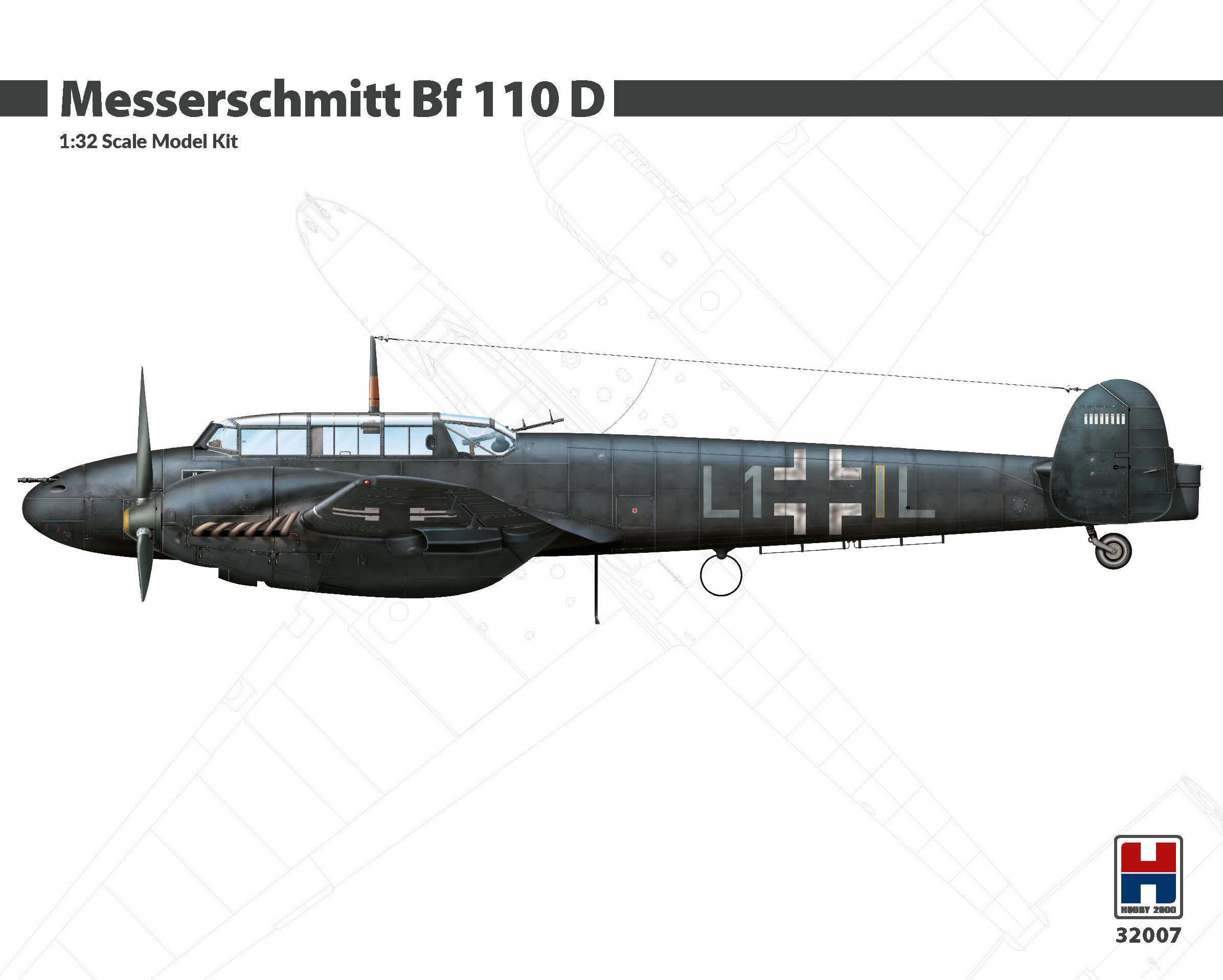Model kit 1/32 Messerschmitt Bf-110D ex-Dragon + Cartograf + Masks (Hobby 2000)