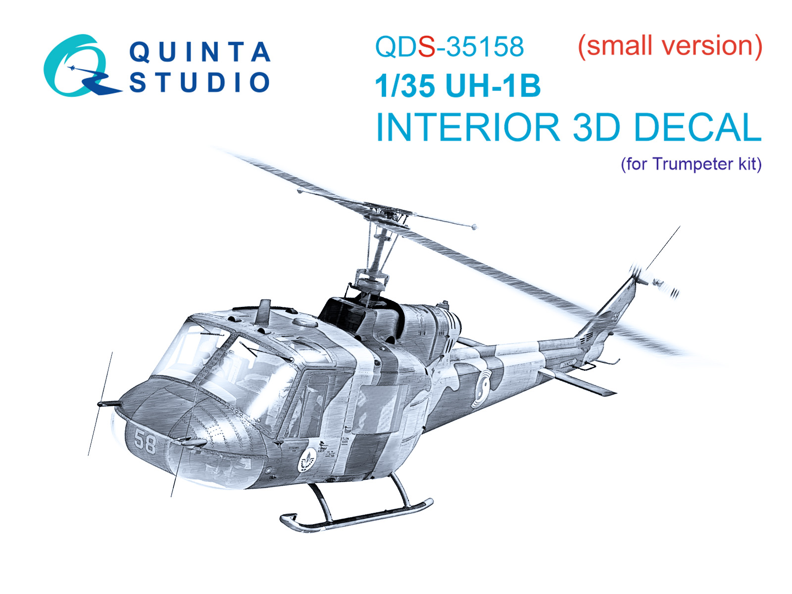 UH-1B 3D-Printed & coloured Interior on decal paper (Trumpeter) (Small version)