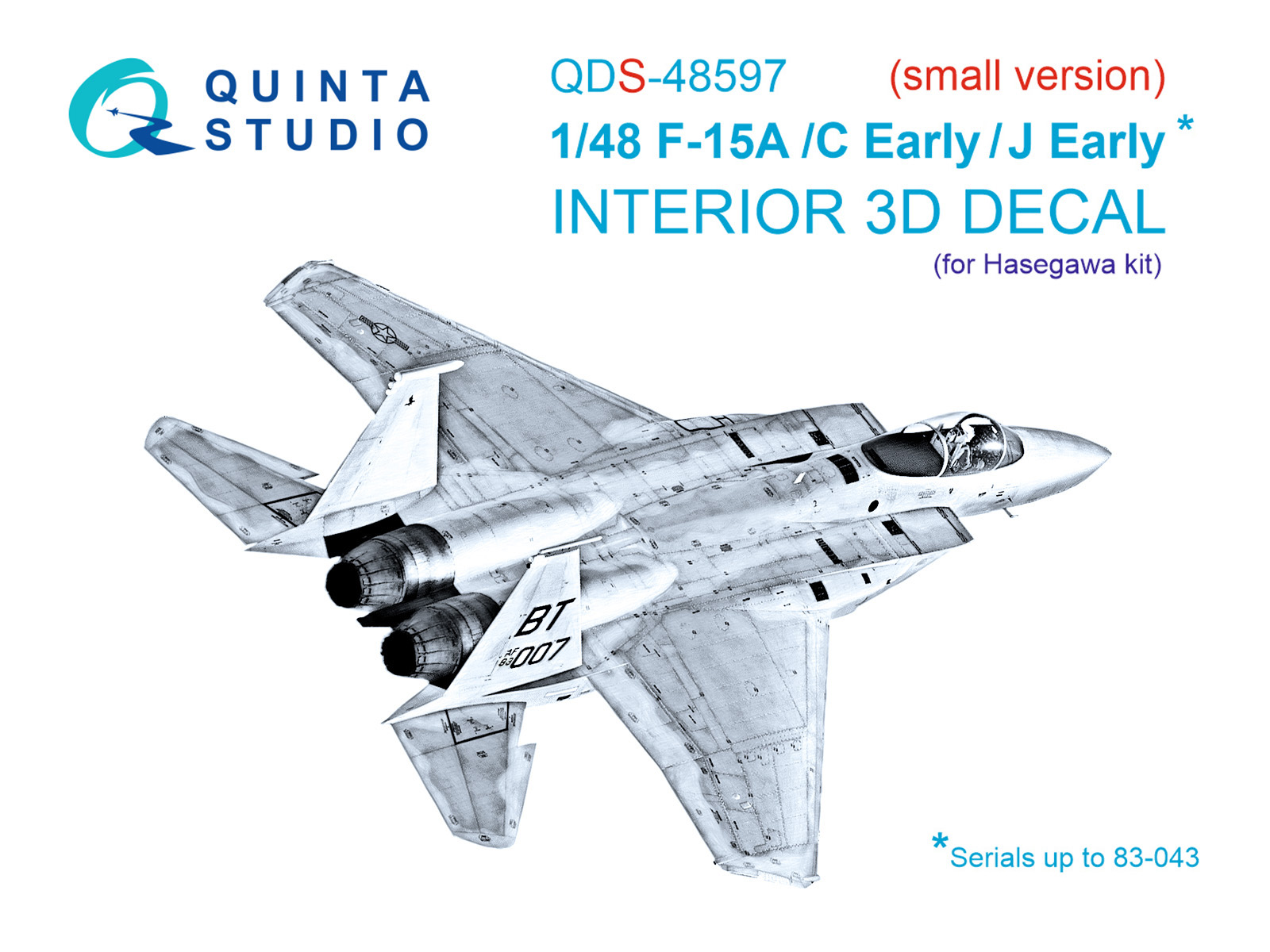 F-15A/F-15C Early/F-15J Early  3D-Printed & coloured Interior on decal paper (Hasegawa) (Small version)