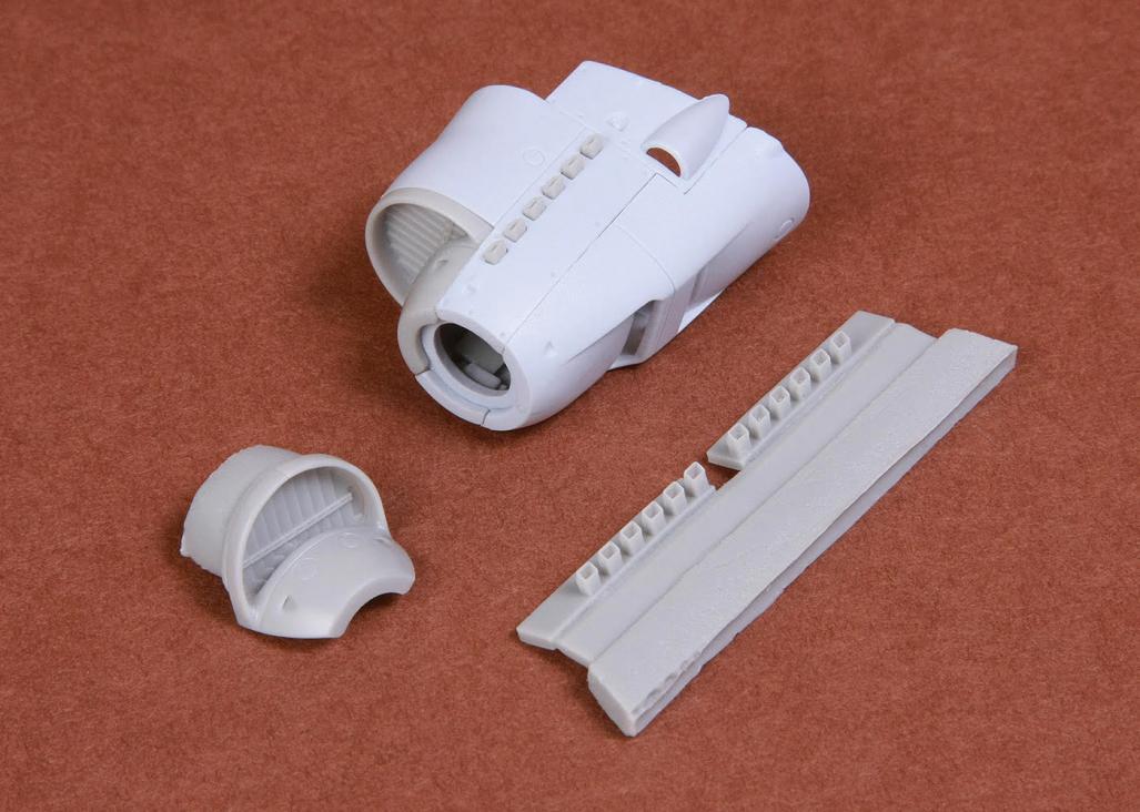Additions (3D resin printing) 1/72 Junkers Ju-87B-1 'Stuka' exhaust + radiator cowling set (designed to be used with Airfix kits)