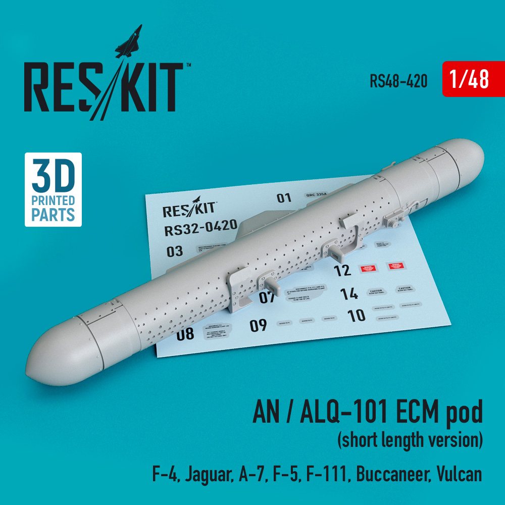 Additions (3D resin printing) 1/48 AN / ALQ-101 ECM pod (short length version) (ResKit)
