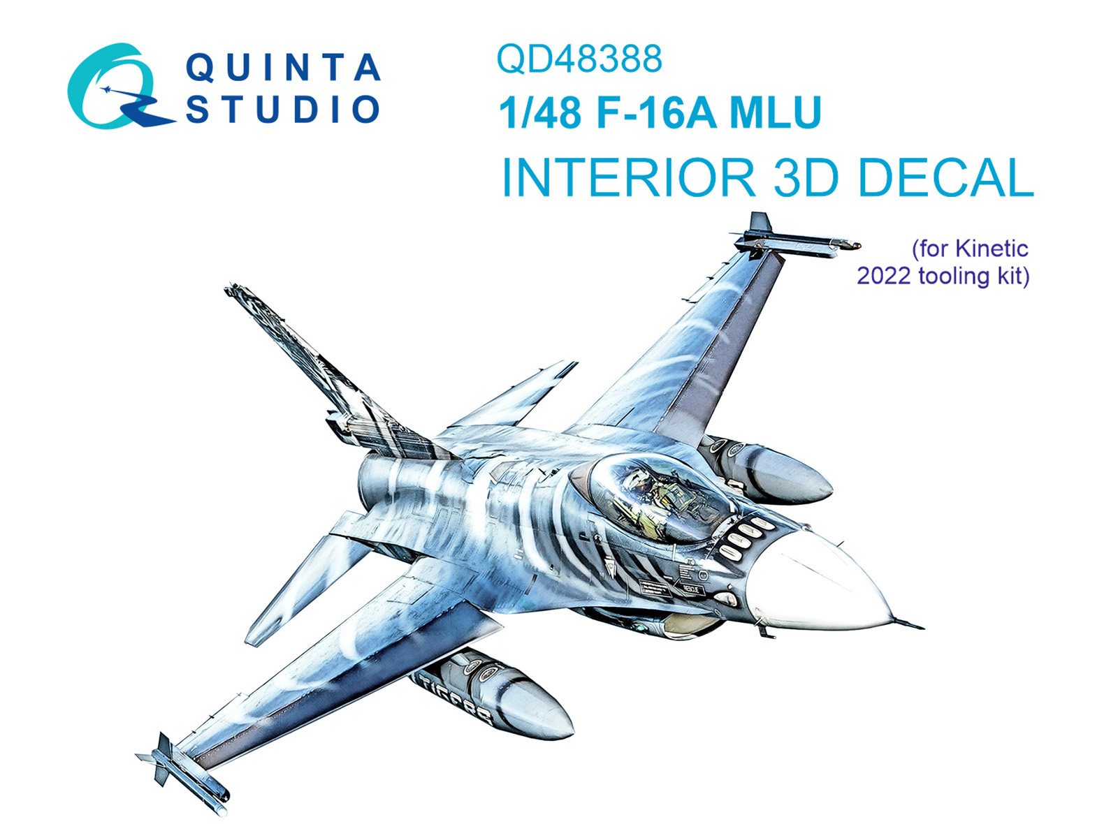 F-16A MLU 3D-Printed & coloured Interior on decal paper (Kinetic)
