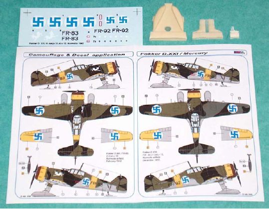 Decal 1/72 Fokker D.XXI Finnish decal with resin parts (AML)