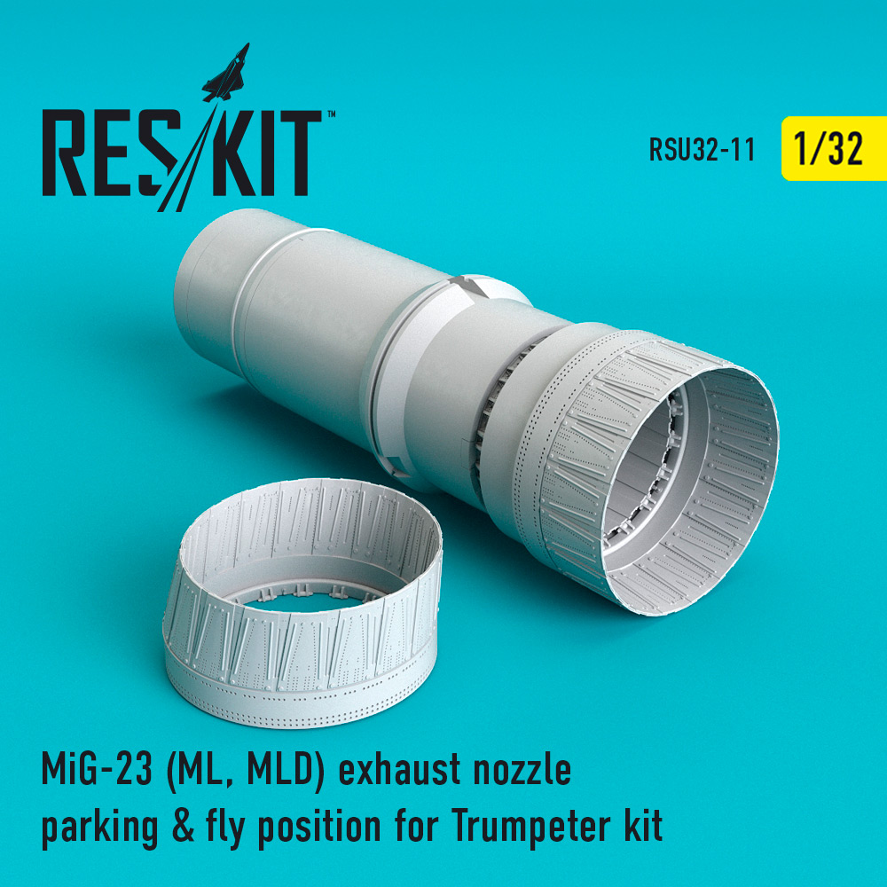 Additions (3D resin printing) 1/32 Mikoyan MiG-23ML/MiG-23MLD) exhaust nozzle parking & fly position (designed to be used with Trumpeter kits)