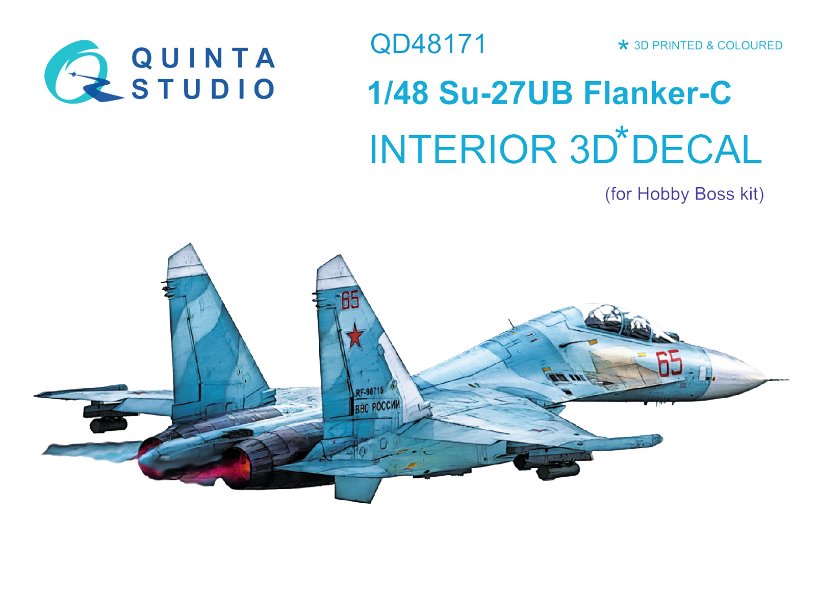 Su-27UB 3D-Printed & coloured Interior on decal paper (for HobbyBoss kit)
