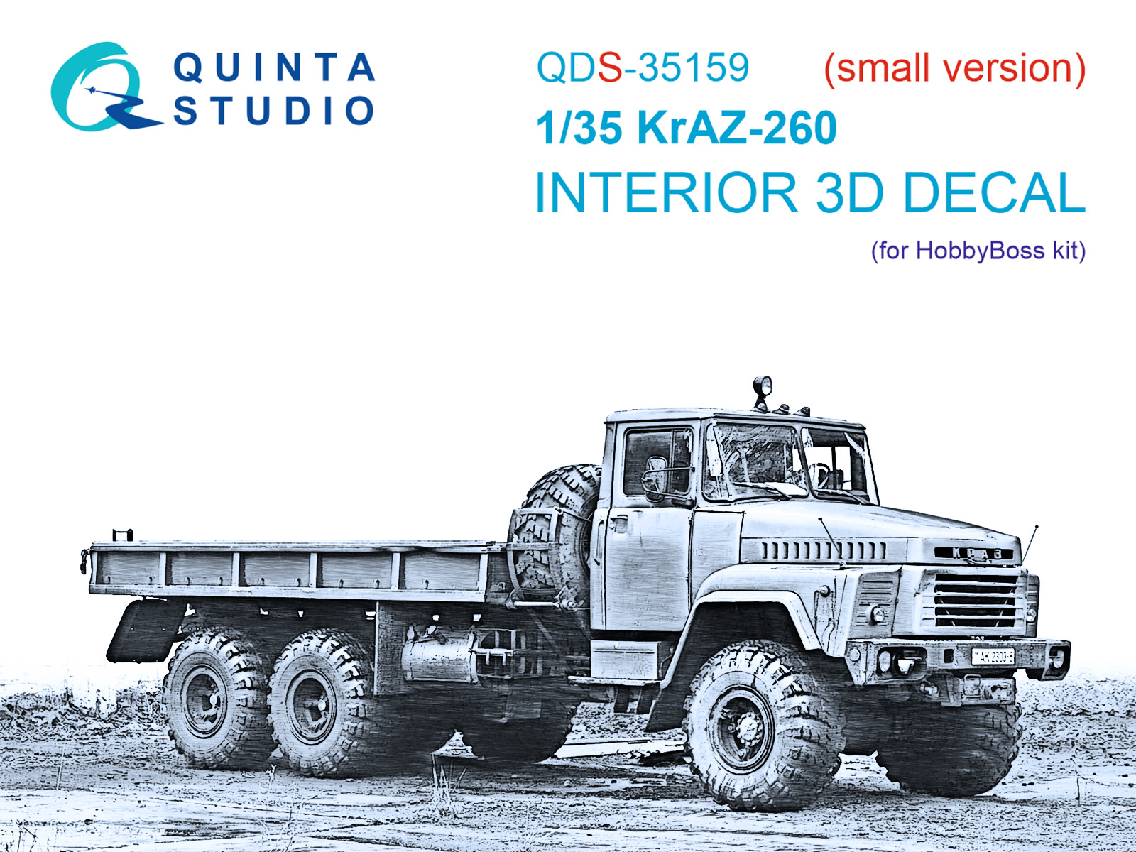 KrAZ-260 3D-Printed & coloured Interior on decal paper (HobbyBoss) (Small version)