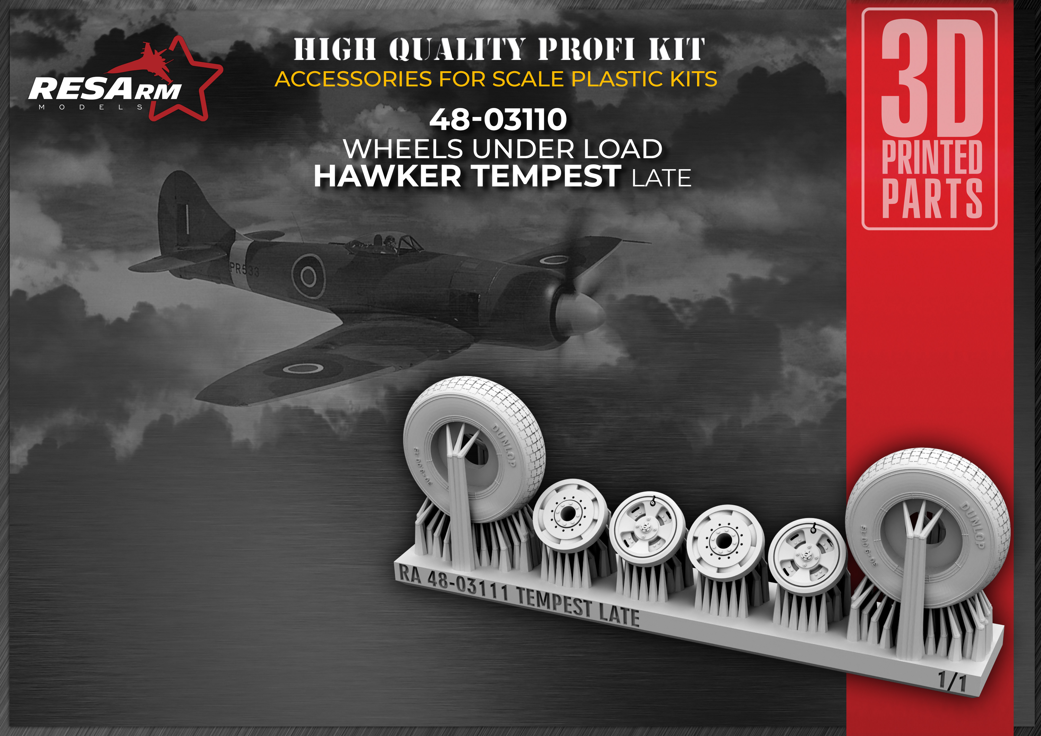 Additions (3D resin printing) 1/48 TEMPEST LATE Wheels under load (RESArm)